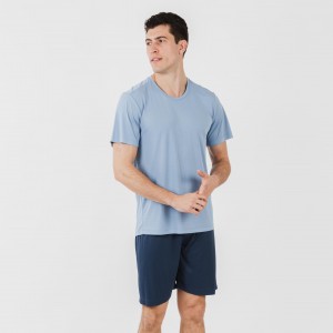 Conjunto desportivo curto técnico homem azul indigo - azul marinho 2