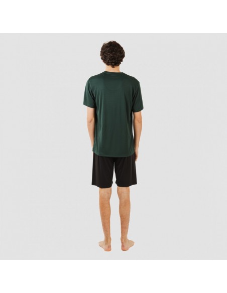 Conjunto desportivo curto técnico homem verde garrafa - preto