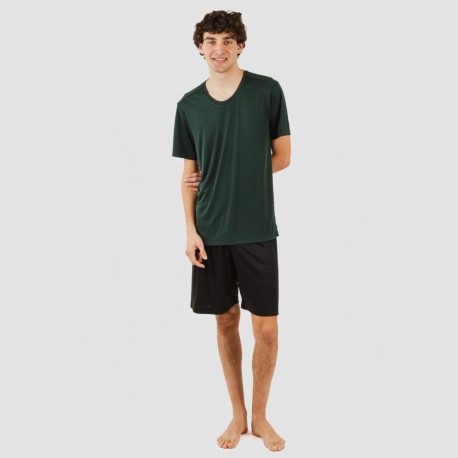 Conjunto desportivo curto técnico homem verde garrafa - preto