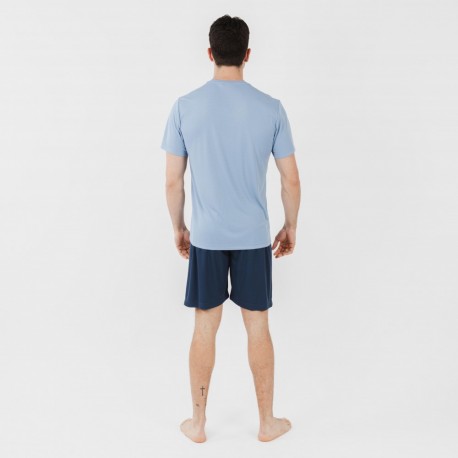 Conjunto desportivo curto técnico homem azul indigo - azul marinho