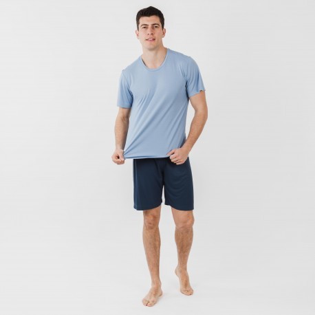 Conjunto desportivo curto técnico homem azul indigo - azul marinho