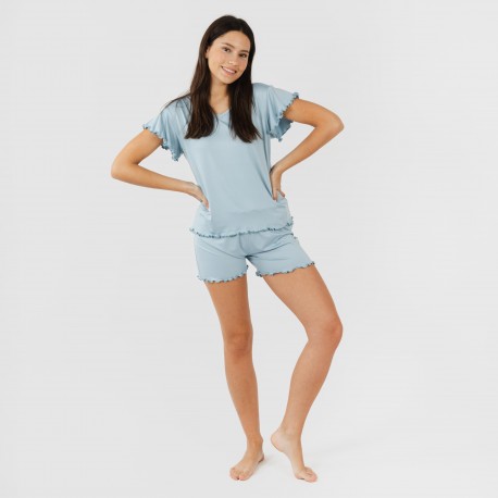 Pijama manga curta mulher soft lisos