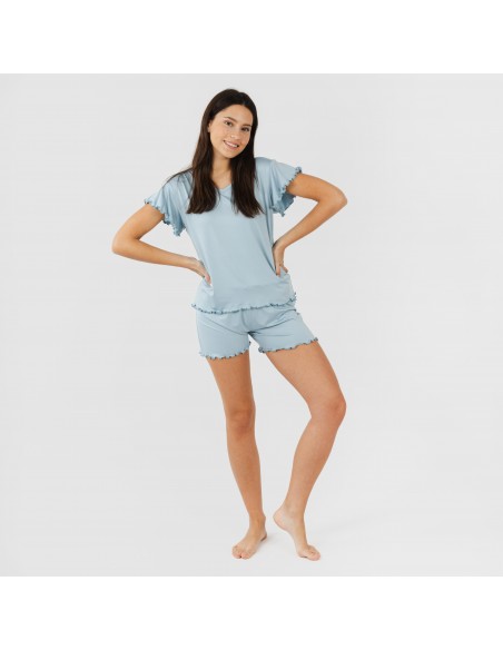 Pijama manga curta mulher soft lisos pijamas-curtos-mulher