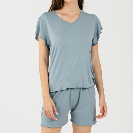 Pijama manga curta mulher soft lisos
