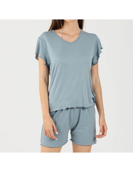 Pijama manga curta mulher soft lisos