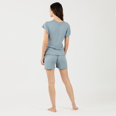 Pijama manga curta mulher soft lisos