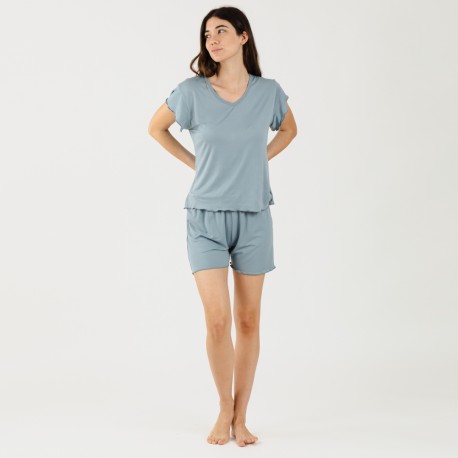 Pijama manga curta mulher soft lisos
