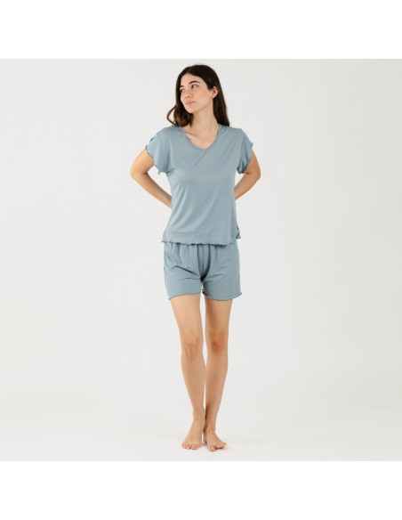 Pijama manga curta mulher soft lisos pijamas-curtos-mulher