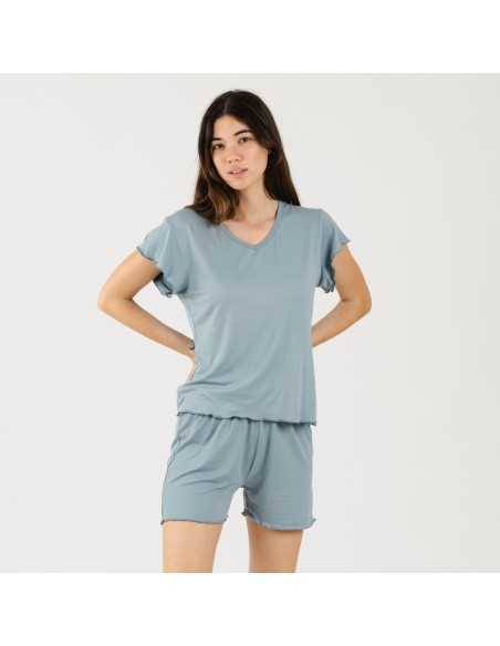 Pijama manga curta mulher soft lisos pijamas-curtos-mulher