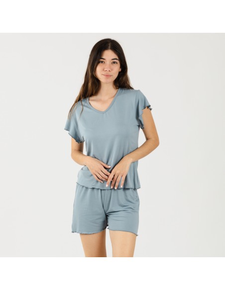 Pijama manga curta mulher soft lisos pijamas-curtos-mulher