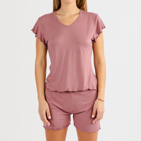 Pijama manga curta mulher soft lisos