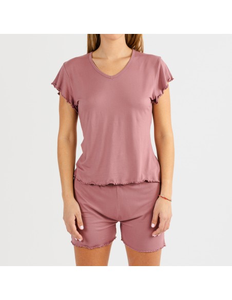 Pijama manga curta mulher soft lisos