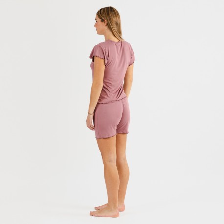 Pijama manga curta mulher soft lisos