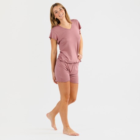 Pijama manga curta mulher soft lisos