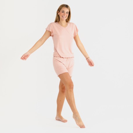 Pijama manga curta mulher soft lisos