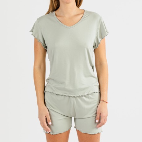 Pijama manga curta mulher soft lisos