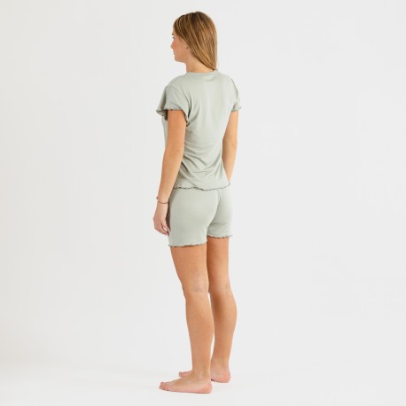 Pijama manga curta mulher soft lisos
