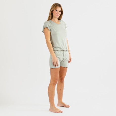 Pijama manga curta mulher soft lisos