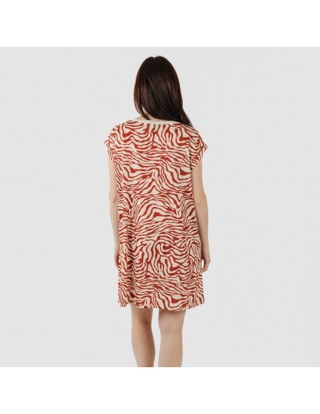 Vestido curto manga fluída soft Palmina cor telha Vestido curto manga fluída soft Palmina cor telha