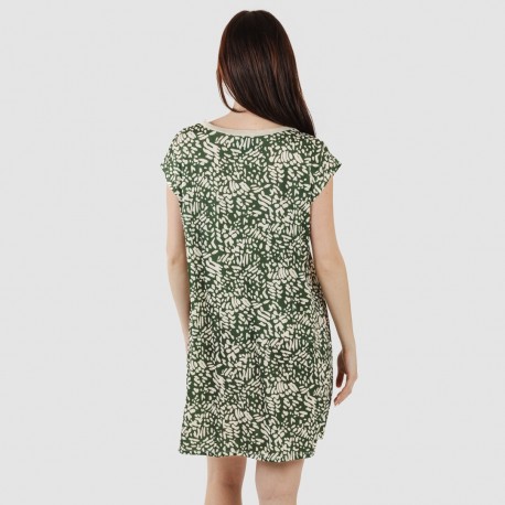 Vestido curto manga fluída soft Miquela verde caça