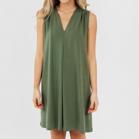 Vestido curto crepe liso