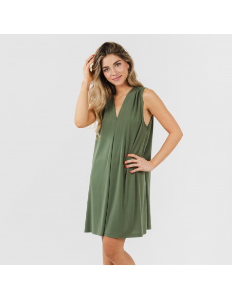 Vestido curto crepe liso Vestido curto crepe liso