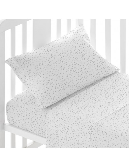 Jogo de lençóis algodão Universo cinza perla  cama bebé jogos-de-lencois-para-bebe