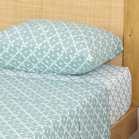 Jogo de lençóis algodão Sinaloa reversível verde tiffany