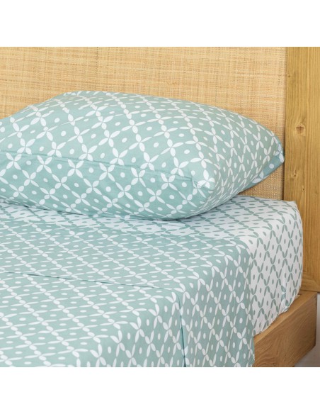 Jogo de lençóis algodão Sinaloa reversível verde tiffany