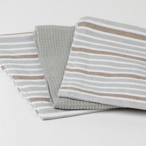 Conjunto 3 panos de cozinha Raya Guti cinza