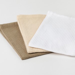 Conjunto 3 panos de cozinha algodão liso topo, natural e branco