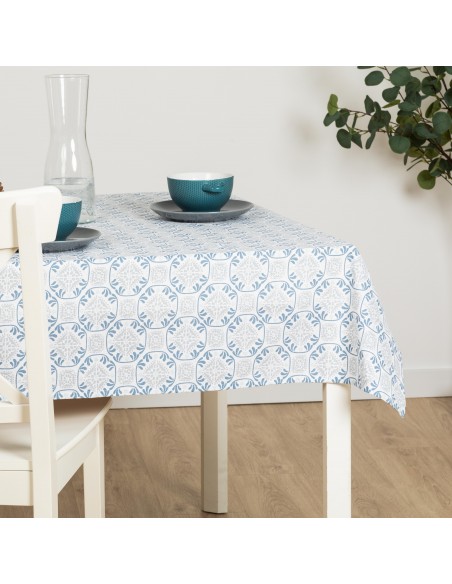 Toalha de mesa anti manchas Valme azul indigo