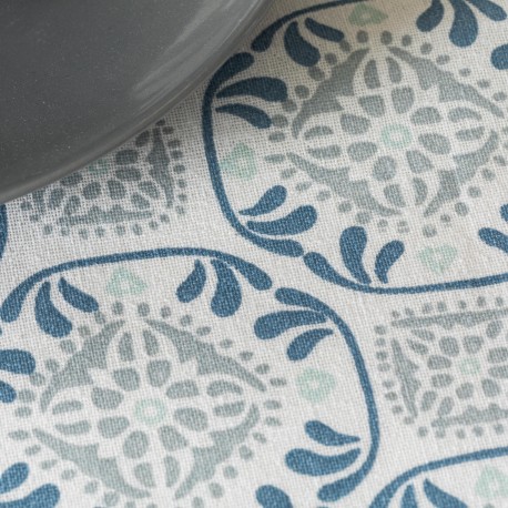 Toalha de mesa anti manchas Valme azul indigo