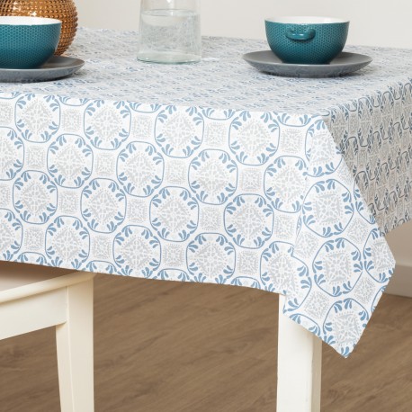 Toalha de mesa anti manchas Valme azul indigo