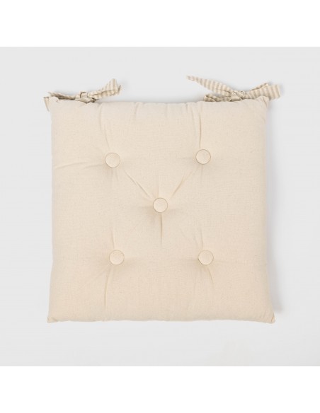 Almofada de cadeira botões algodão liso