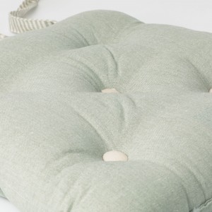 Almofada de cadeira botões algodão liso 2