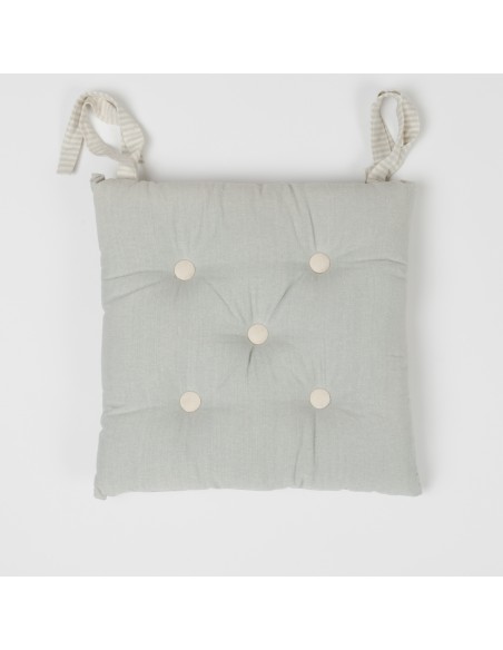 Almofada de cadeira botões algodão liso
