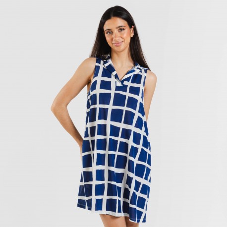 Vestido curto com gola e lapela soft Naroa azul marinho vestidos-y-blusones