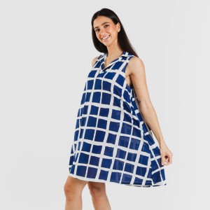 Vestido curto com gola e lapela soft Naroa azul marinho 2