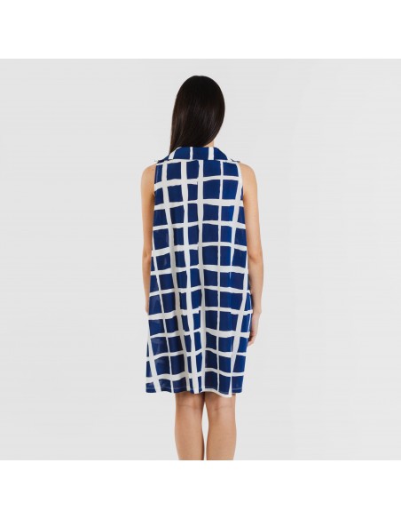 Vestido curto com gola e lapela soft Naroa azul marinho