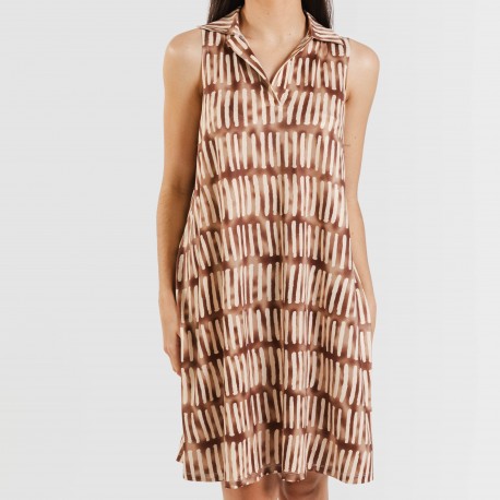 Vestido curto com gola e lapela soft Lemonade castanho