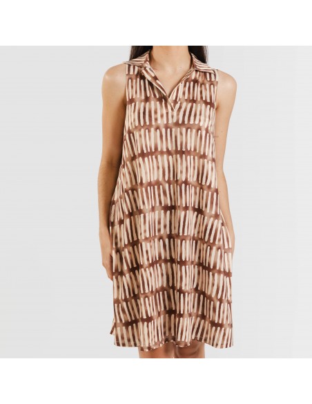 Vestido curto com gola e lapela soft Lemonade castanho Vestido curto com gola e lapela soft Lemonade castanho