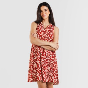 Vestido curto com gola e lapela soft Iratia cor telha