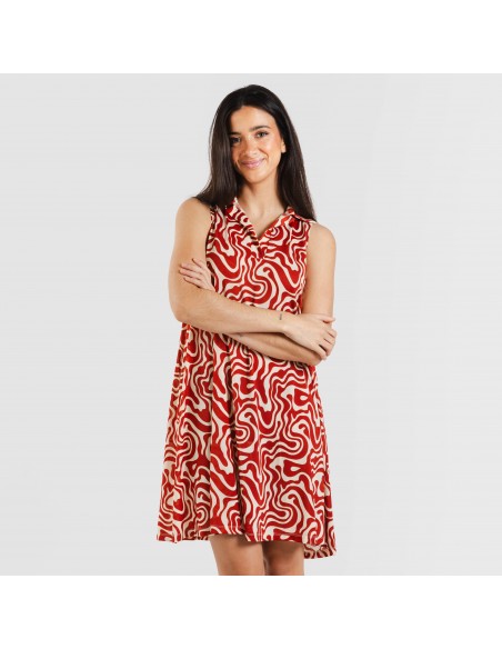 Vestido curto com gola e lapela soft Iratia cor telha