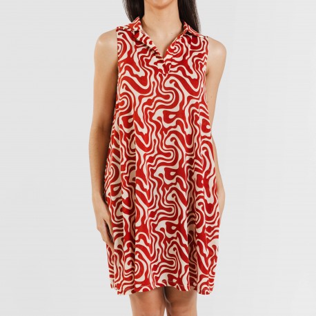 Vestido curto com gola e lapela soft Iratia cor telha