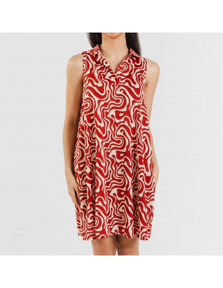 Vestido curto com gola e lapela soft Iratia cor telha