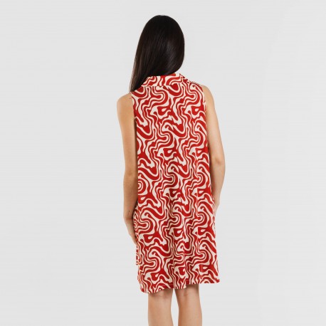 Vestido curto com gola e lapela soft Iratia cor telha