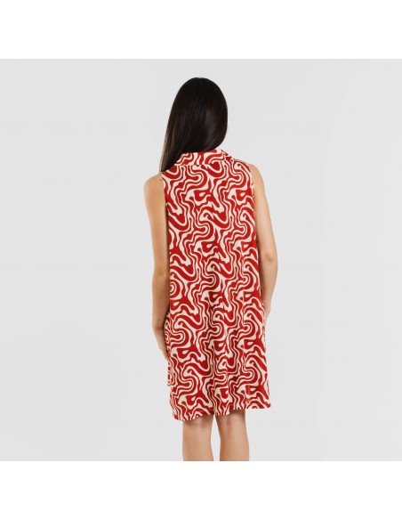 Vestido curto com gola e lapela soft Iratia cor telha