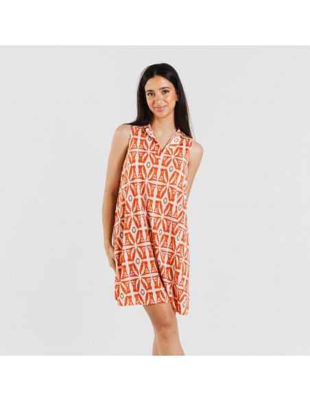 Vestido curto com gola e lapela soft Catania cor telha