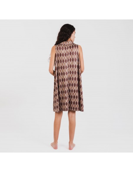 Vestido curto com gola e lapela soft Carlota castanho Vestido curto com gola e lapela soft Carlota castanho